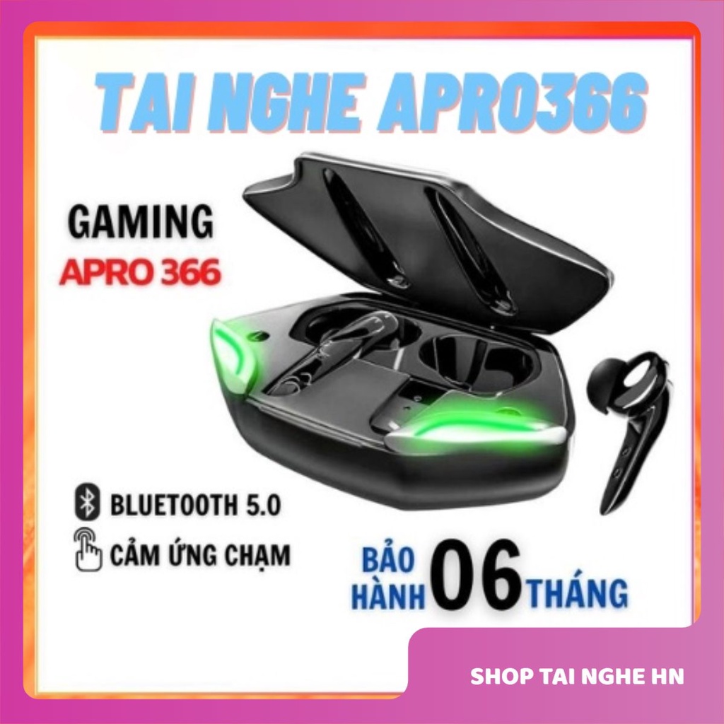 Tai nghe bluetooth Apro 366. Tai nghe Gaming Tws Bluetooth 5.0 - Không dây có mic với độ trễ cực thấp