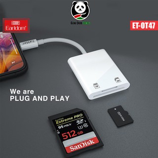 Đầu đọc thẻ nhớ dành cho iphone, ipad earldom et-ot47 - hỗ trợ thẻ microsd và sd