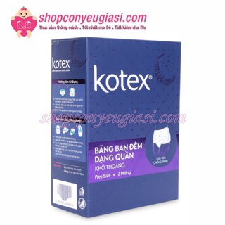 Combo 10 Hộp Băng Vệ Sinh Dạng Quần Ban Đêm Kotex 2 Miếng (freesize)