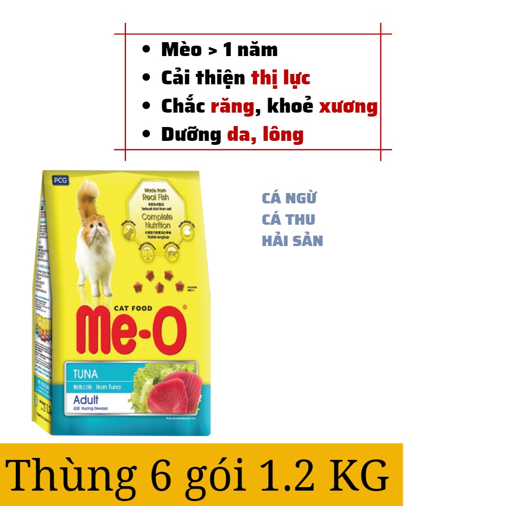 [Rẻ vô Địch][Có Sẵn]Thức Ăn Cho Mèo Me-O Adult Thùng 6 gói 1.2Kg