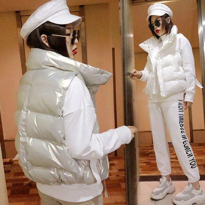 Áo phao Cotton bóng dáng ngắn phong cách châu Âu thời trang mùa đông 2021