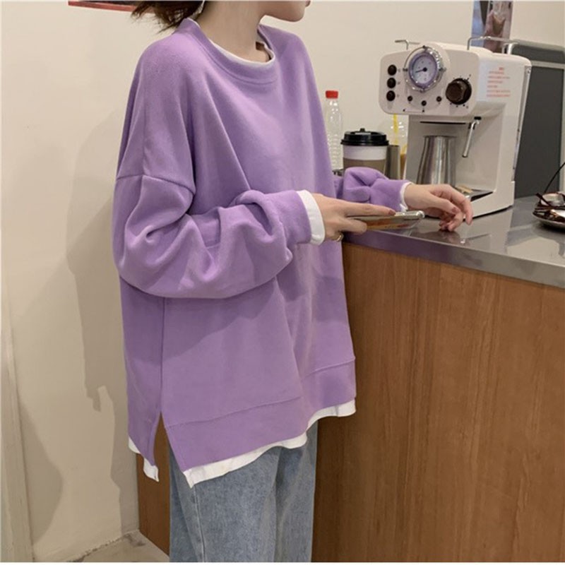 Áo Hoodie Nỉ Tăm Phối Pull Trắng Không Mũ Mẫu Mới M068-Violet_Store