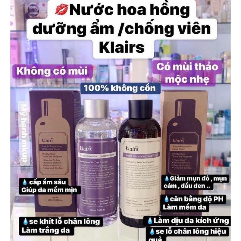 ♥Nước hoa hồng làm sạch, dưỡng ẩm, se khít lỗ chân lông cho da nhạy cảm Hàn Quốc Klairs Supple Preparation Toner 180ml | BigBuy360 - bigbuy360.vn