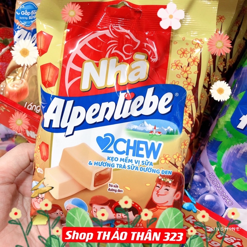 Kẹo Alpenliebe (Vị Sữa Caramen, Vị Dâu Kem, Vị Bạc Hà Nhân Sôcôla)