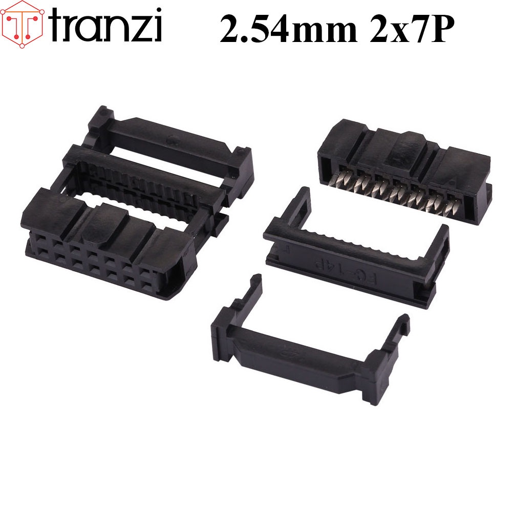 Đầu dập cáp 2.54mm IDE IDC 2x7P FC đen - túi 10 cái