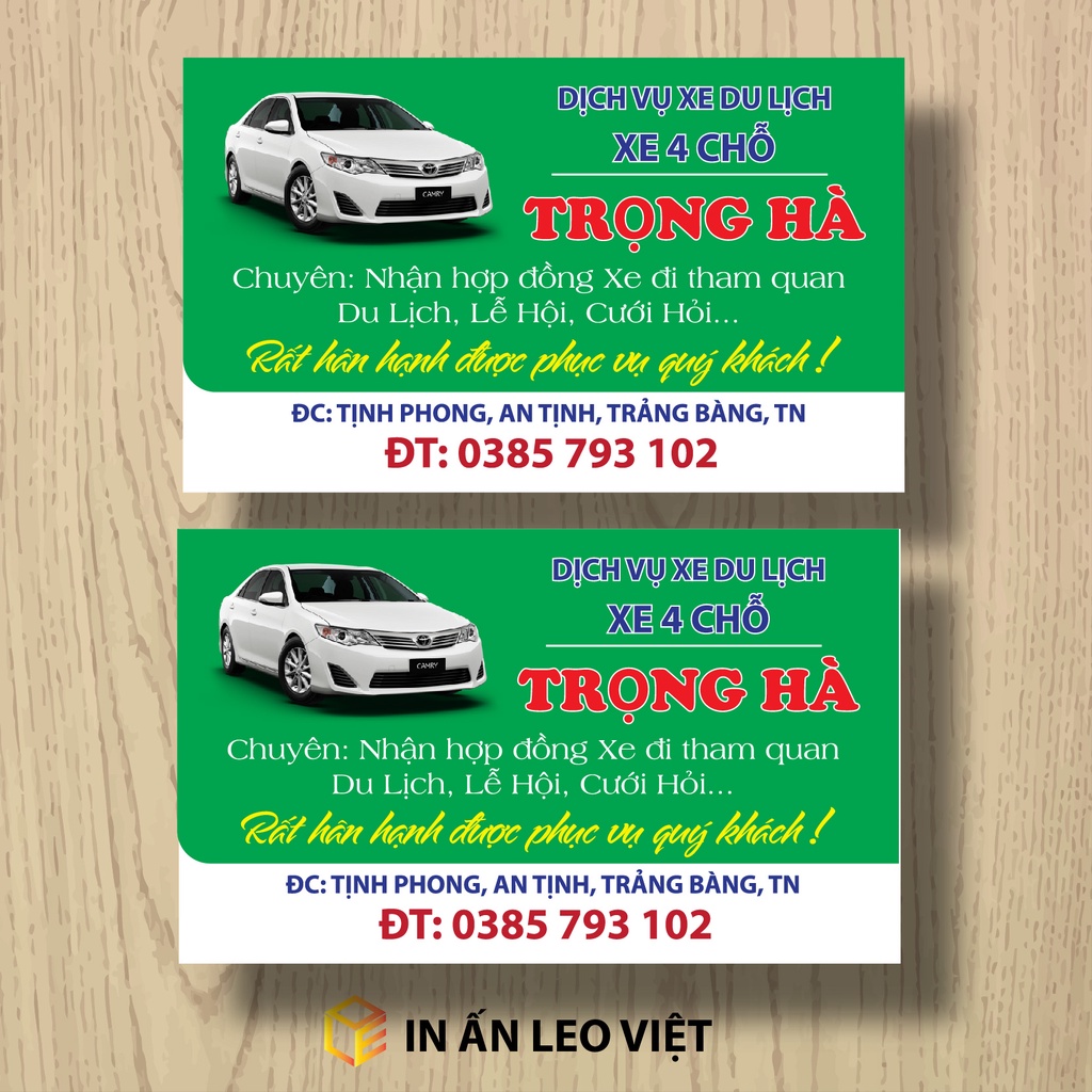 Name card danh thiếp cho xe TAXI kích thước 8.8x5.3cm thiết kế theo yêu cầu Giấy C300 Cán Màng Mờ