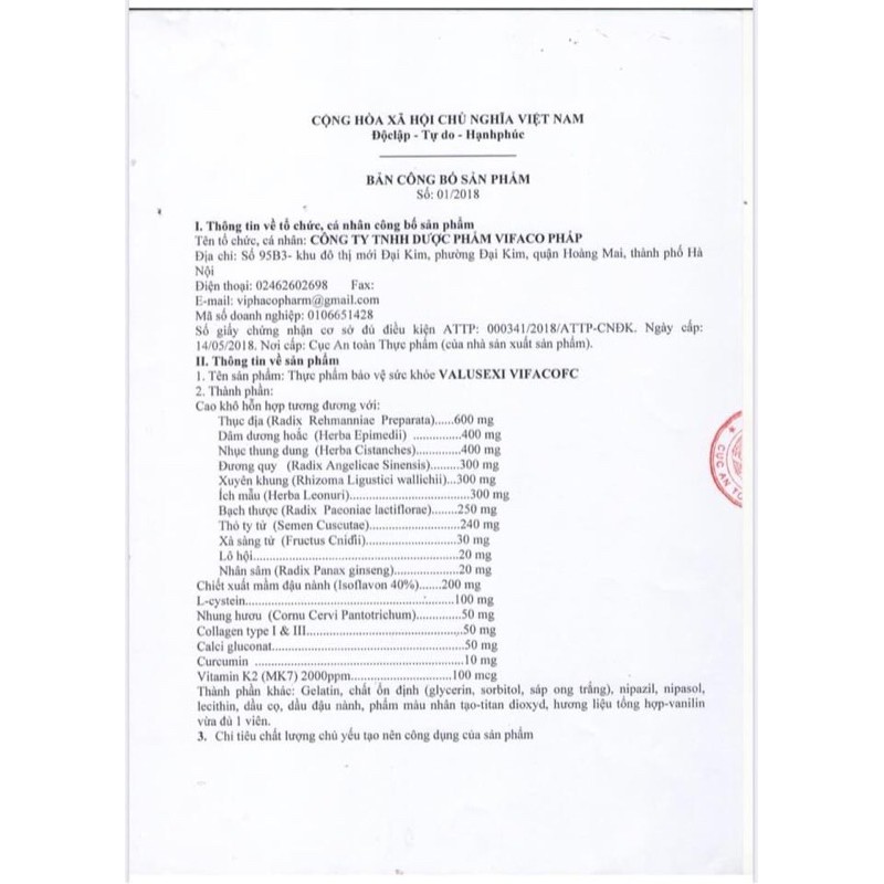 Viên uống VALUSEXI - Hết khô hạn,Tăng sinh lý, cân bằng nội tiết tố nữ! lọ 30 viên) | Thế Giới Skin Care