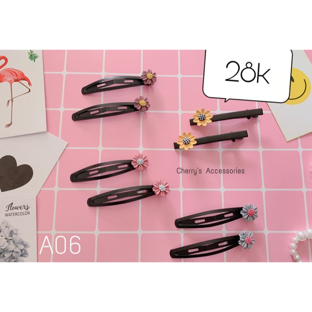 Set 2 kẹp tóc bấm hoa cúc , hoa mai