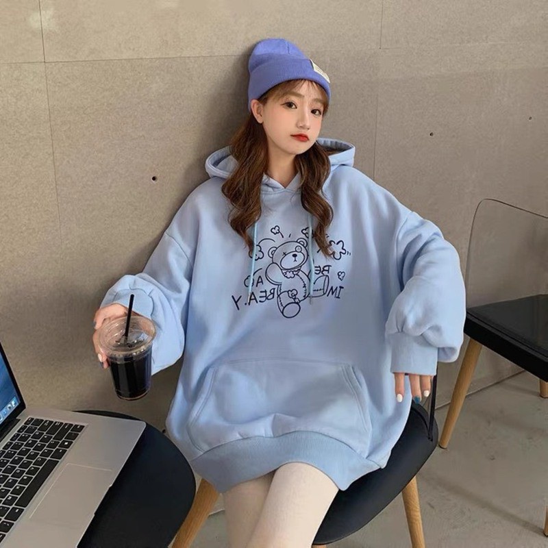 [ANEK01 giảm 10%] Áo Khoác Thun Nỉ Hoodie THIFU FASHION In Hình Con Gấu Dáng Rộng Nam Nữ Nón 2 Lớp Chuẩn Form Freesize D | BigBuy360 - bigbuy360.vn