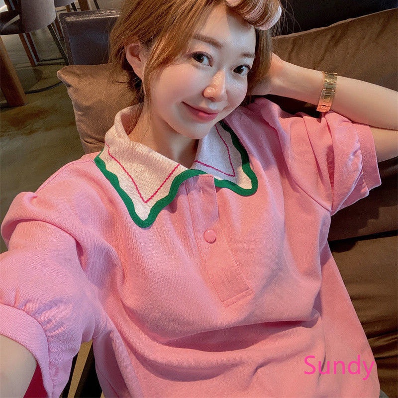 Áo Tay Phồng Cổ Polo Thời Trang Mùa Hè Pháp Cho Nữ