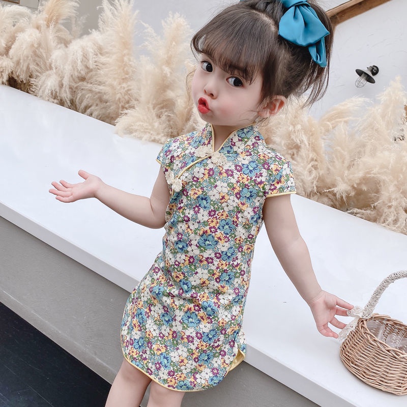 Đầm Sườn Xám Phong Cách Trung Hoa Thời Trang Mùa Hè Mới Dành Cho Bé Gái 2022 80-150