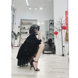 Sandanl bảng nơ lụa gót cao 9 phân