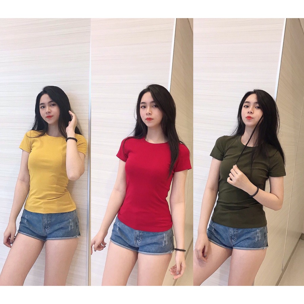 ÁO THUN NỮ TRƠN ÔM BODY CỔ TRÒN NGẮN TAY – BASIC SHIRT 3