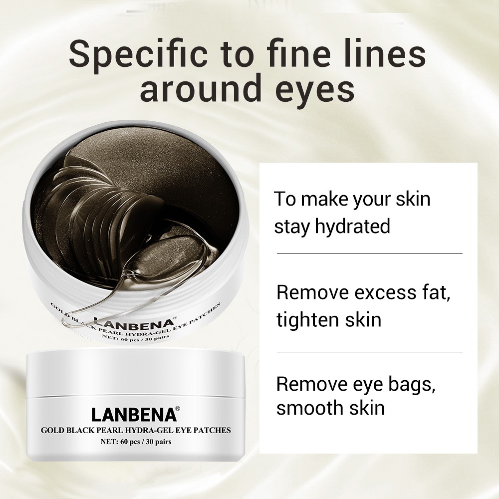 Mặt nạ mắt LANBENA chiết xuất collagen vàng đen ngọc trai hydra-gel nuôi dưỡng và dưỡng ẩm 60 miếng