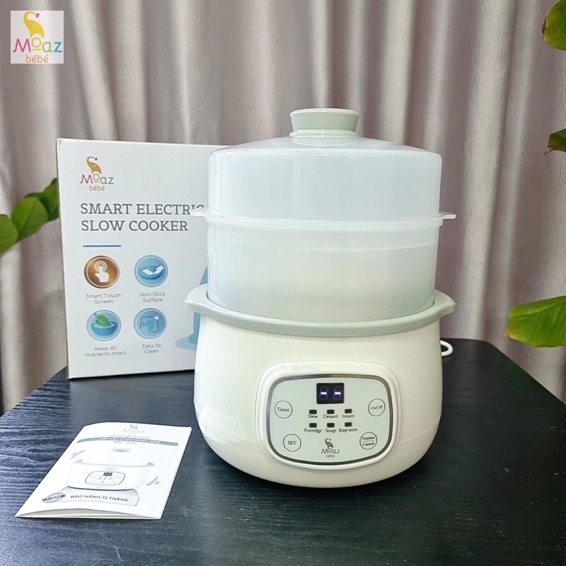 Nồi Nấu Cháo Chậm Moaz BéBé (MB-030) 1.5L - Ninh, Hầm Giúp Cháo Ngon, Mịn Sánh Nhuyễn Chính Hãng Bảo Hành 1 Năm