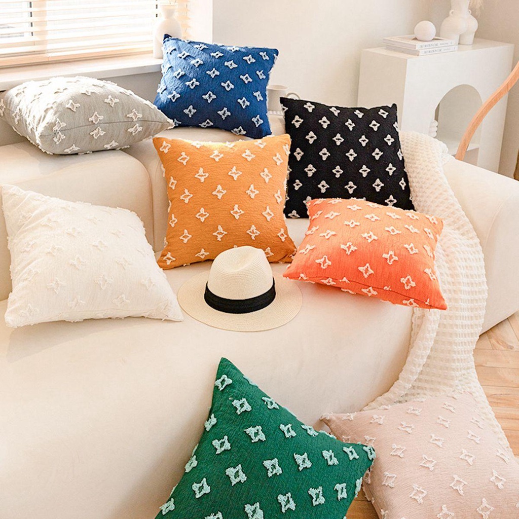 Vỏ Gối Sofa / Giường Ngủ Vải Jacquard Mềm Mại Họa Tiết Hình Thoi Hiện Đại