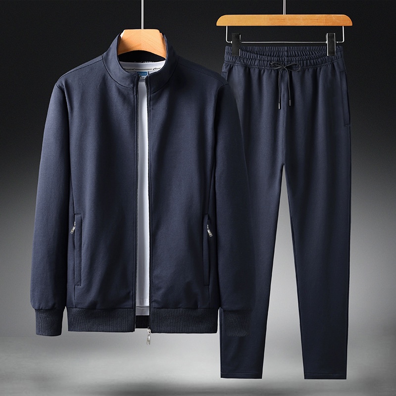 Bộ Đồ Thể Thao Áo Khoác Cổ Đứng Phối Quần Dài Thời Trang Xuân Thu Cho Nam Trung Niên