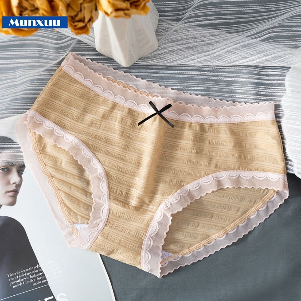 Quần lót nữ Cotton lạnh cao cấp viền ren sexy co dãn thoáng khí - MUNXUU QC34