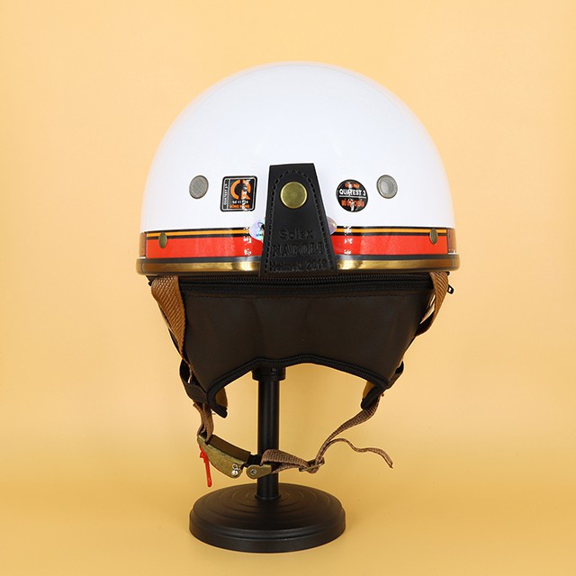 Mũ bảo hiểm 1/2 Napoli xịt bóng (màu trắng) + kính phi công - chất liệu nhựa ABS siêu bền
