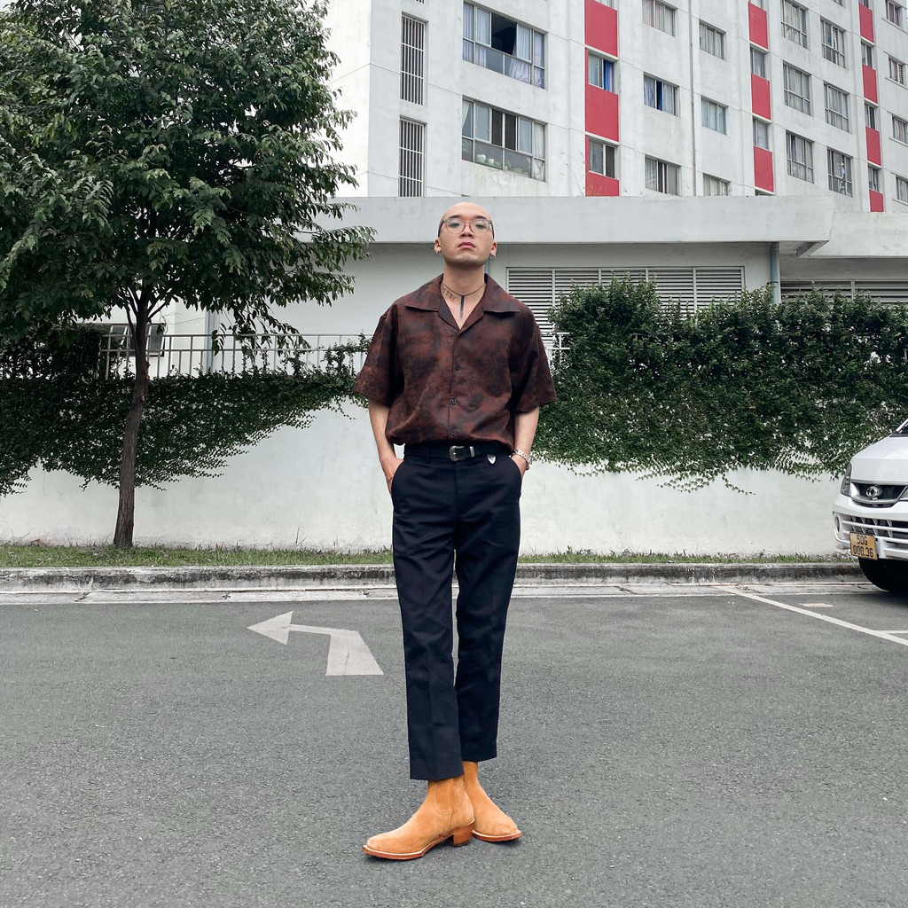 Áo Sơ Mi Ngắn Tay Nam Nữ Phom Rộng FVNXY Wax Nâu Thời Thượng | BigBuy360 - bigbuy360.vn