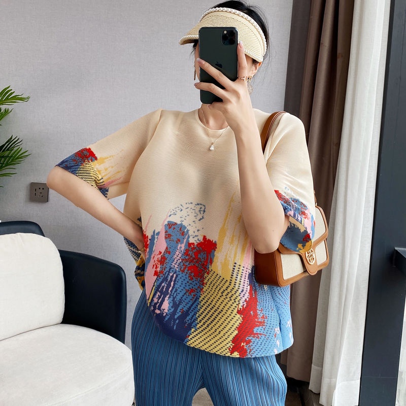 Set Đồ Mùa Hè 2 Món Gồm Áo Thun Mỏng Xếp Ly + Quần Xếp Ly Cỡ Lớn Cho Nữ 2022