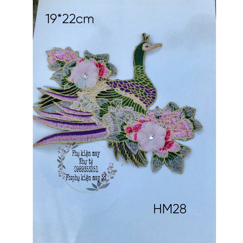 [Ảnh thật] [Có sẵn] ren thêu thiên nga kèm 2 hoa trắng xinh xinh 22cm