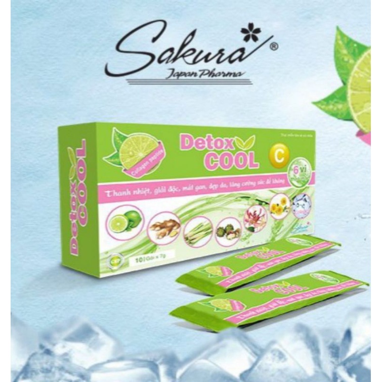 DETOX COOL SAKURA BỘT SỦI THANH NHIỆT, GIẢI ĐỘC CƠ THỂ (Hộp 10 gói/7gr)