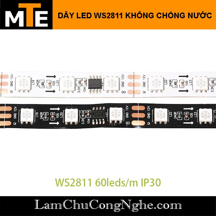 Dây 5 mét LED đổi màu RGB WS2811 12V Loại dán, chống nước IP65 và không chống nước (300 LED)