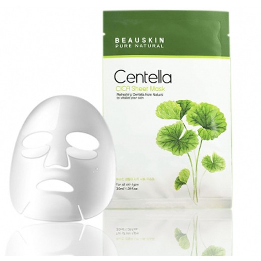 Combo 5 mặt nạ Beauskin tinh chất rau má Cica Centella Sheet Mask Hàn Quốc