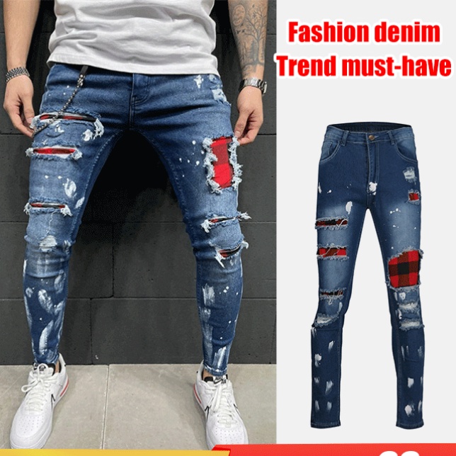 Quần Bút Chì Họa Tiết Sọc Caro Thiết Kế Mỏng Năng Động Thời Trang Dành Cho Nam