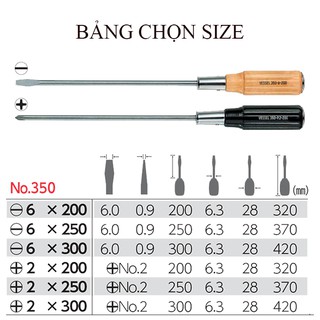 Tô vít cán đóng bằng gỗ (thân dài) No.350 Vessel, Nhật Bản