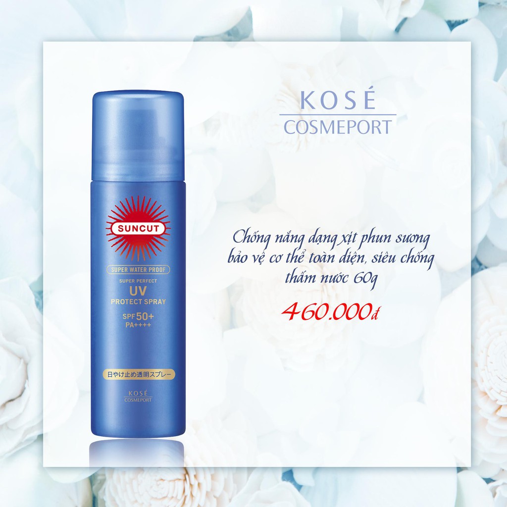 KEM CHỐNG NẮNG KOSE SUNCUT SUPER WATER PROOF PROTECT SPRAY SPF50+/PA++++ XANH 60G