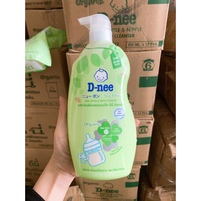 Nước rửa bình sữa Dnee Organic túi 600ml chai 620ml Date mới