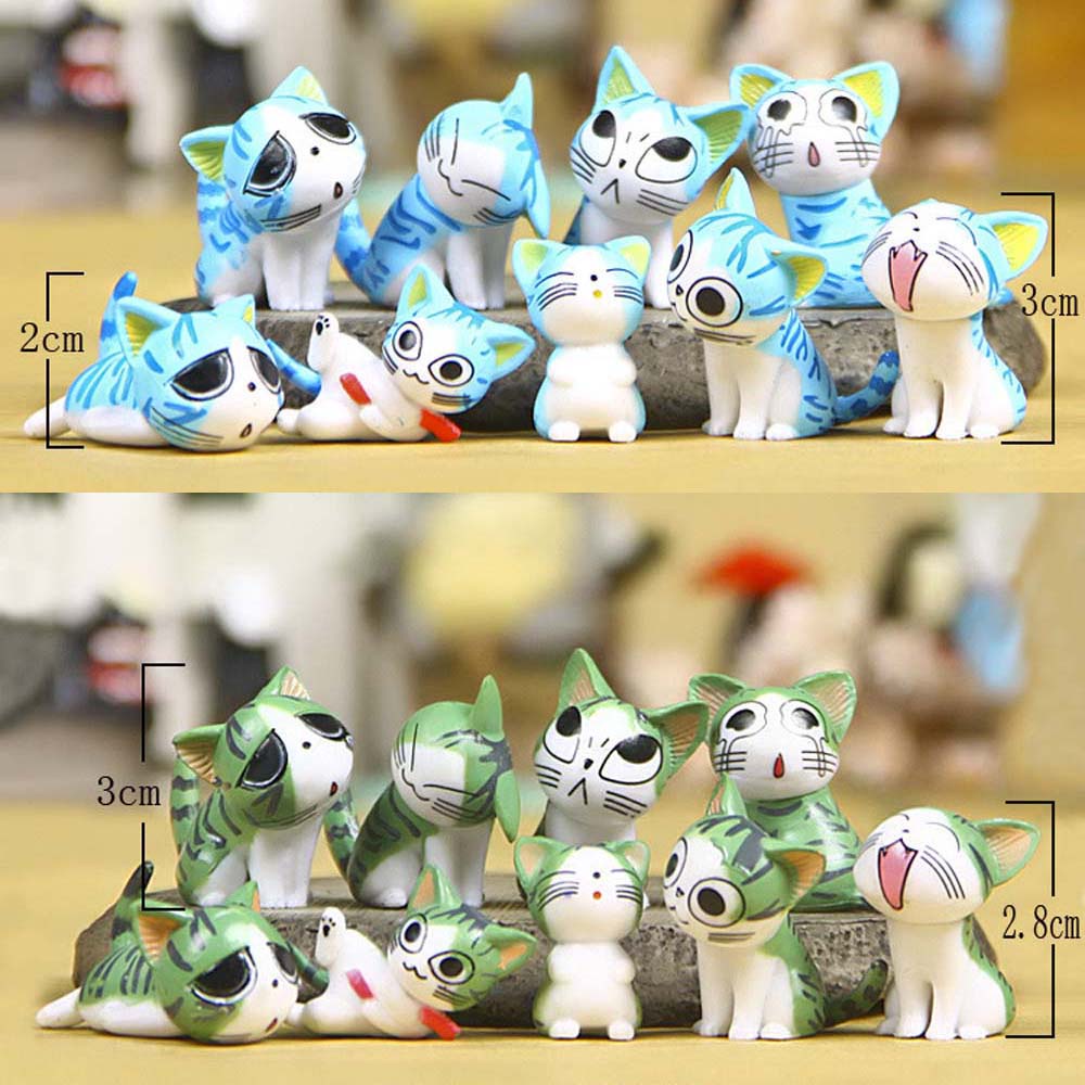 Set 9 mô hình đồ chơi chú mèo phô mai mini dễ thương nhiều màu trang trí tiểu cảnh DIY
