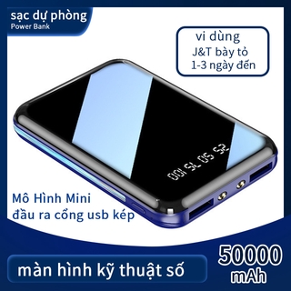 sạc dự phòng 50000mAh Power Bank Mini Dual USB Cổng sạc Màn hình Gương Màn hình Kỹ thuật số