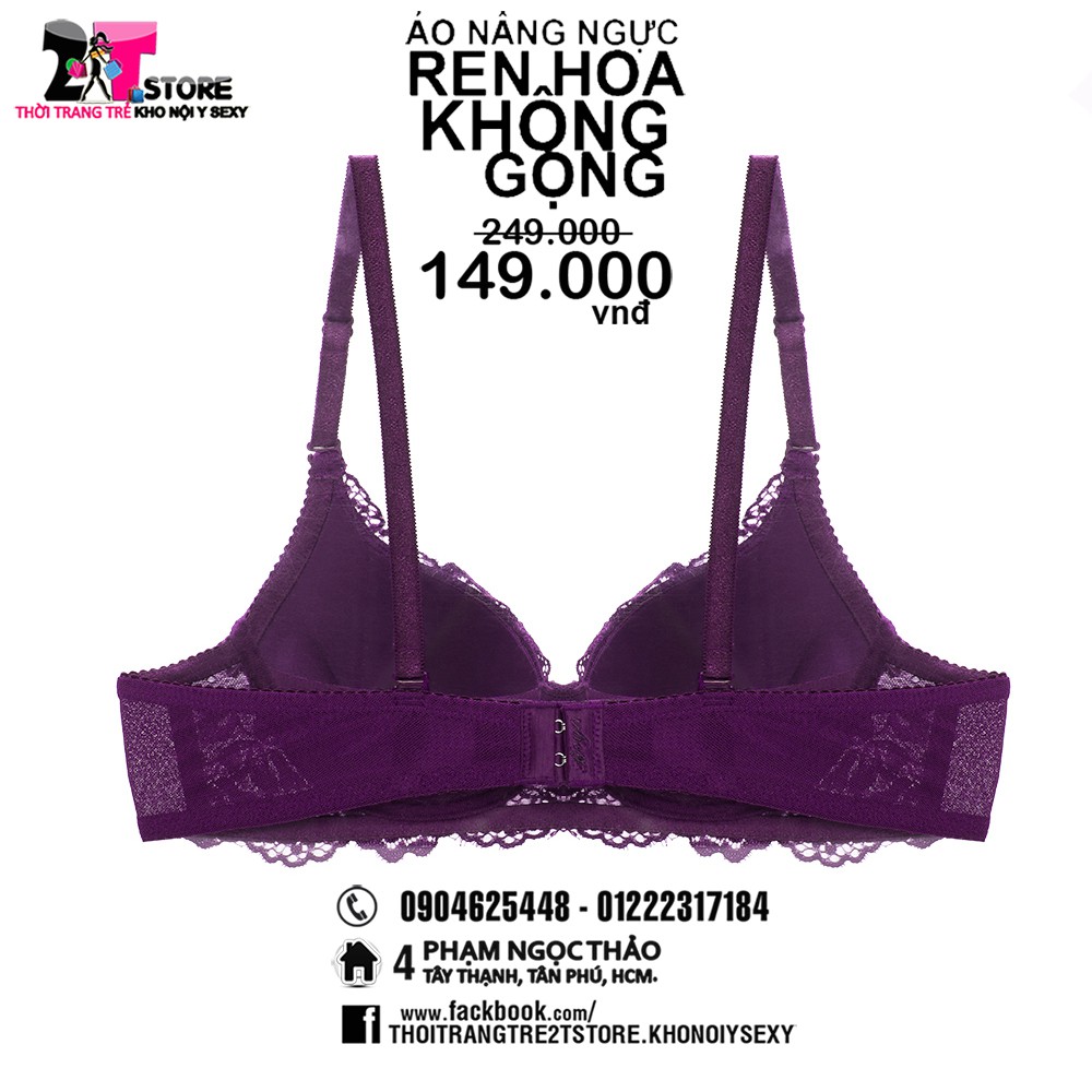 Áo Nâng Ngực Cotton Không Gọng Phối Ren (Tím)