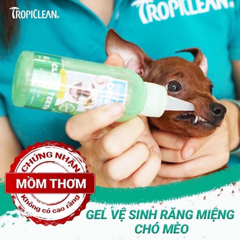 Gel Tropiclean loại bỏ cao răng, chăm sóc răng miệng, khử hôi miệng cho thú cưng 59ml - Mixo Pet Town