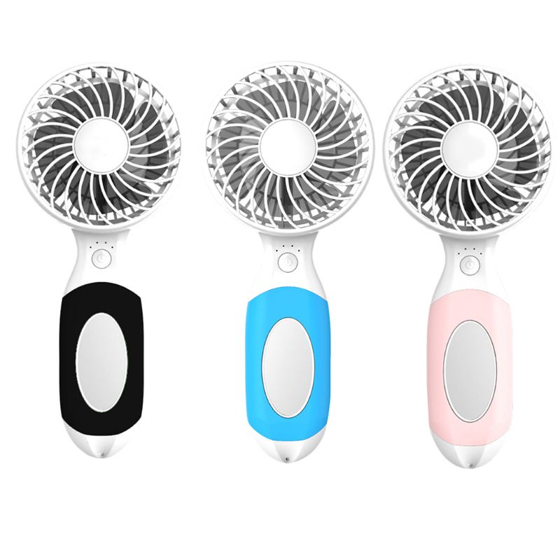 Quạt Mini Cầm Tay Sạc USB Kèm Gương Trang Điểm Và Giá Đỡ Tiện Dụng