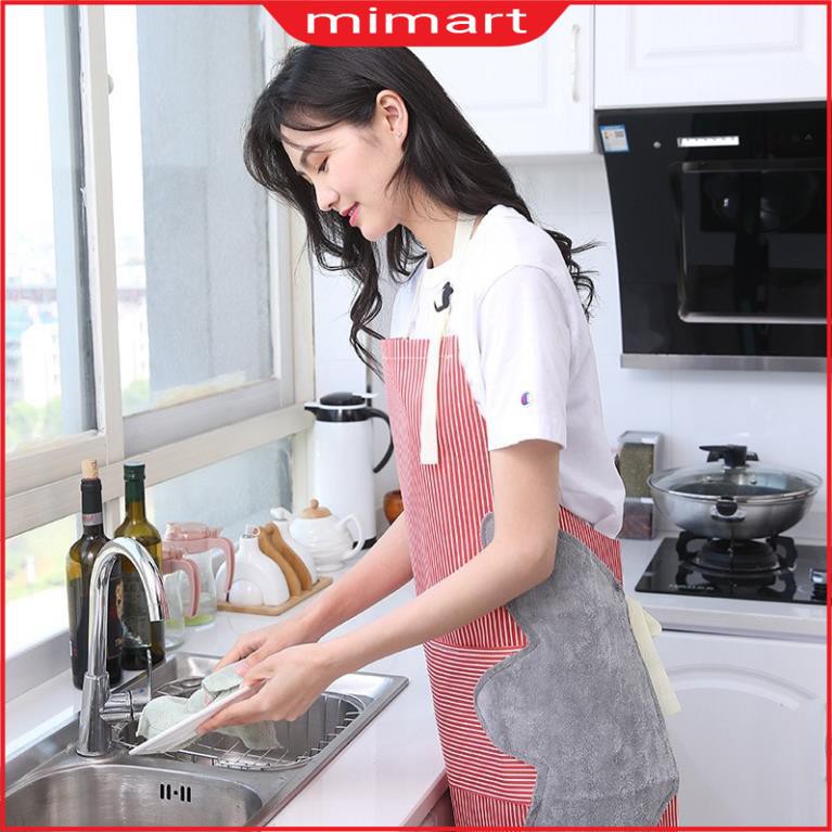 Tạp dề nấu ăn chống thấm nước, tạp dề nấu ăn có miếng lau tay túi đựng đồ kiểu nhật bản
