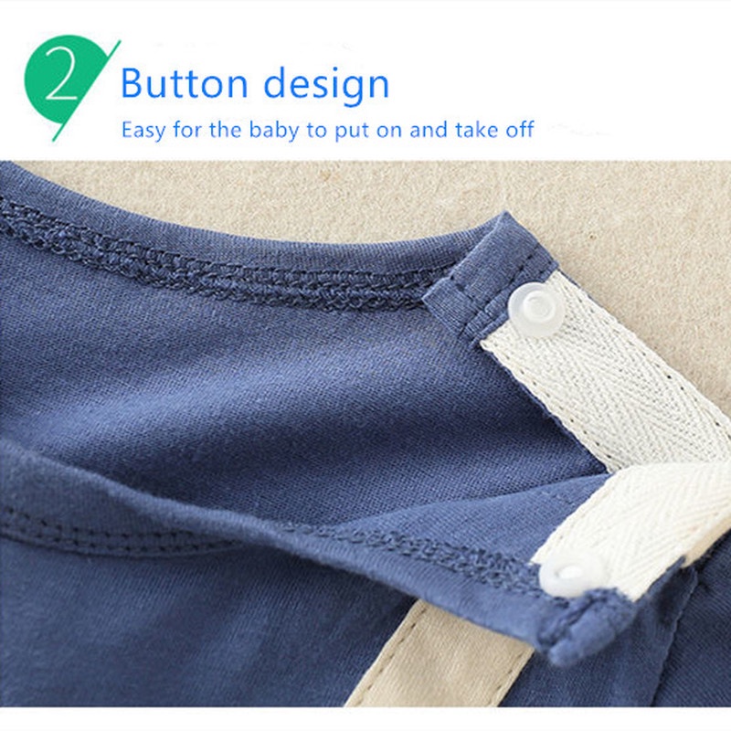 Áo Liền Quần Bằng Cotton Tay Ngắn In Họa Tiết Gấu Dễ Thương Thời Trang Mùa Hè Cho Bé Sơ Sinh 0-2 Tuổi