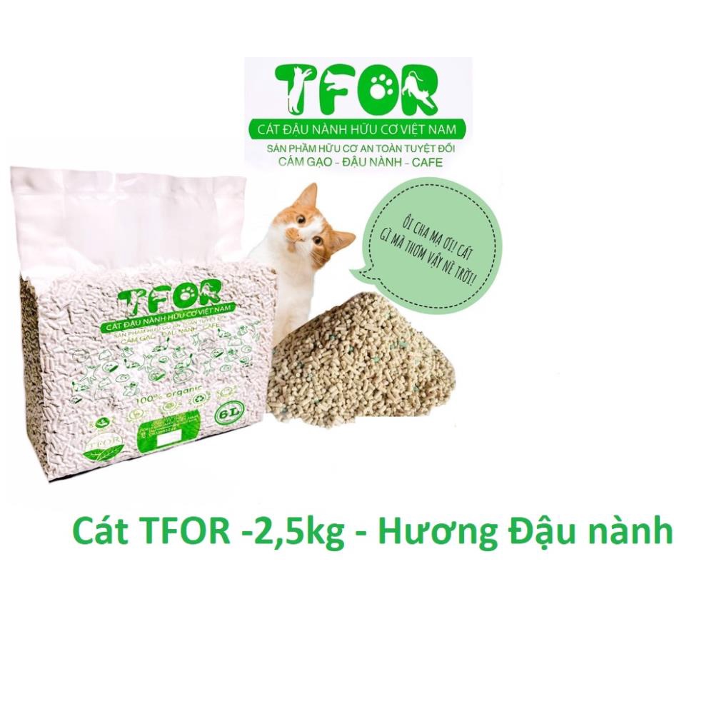 Cát đậu nành TFOR | Túi 6L~ 2.3KG | Cát vệ sinh cho mèo chiết xuất từ đậu nành an toàn cho mèo xuất xứ Việt Nam.