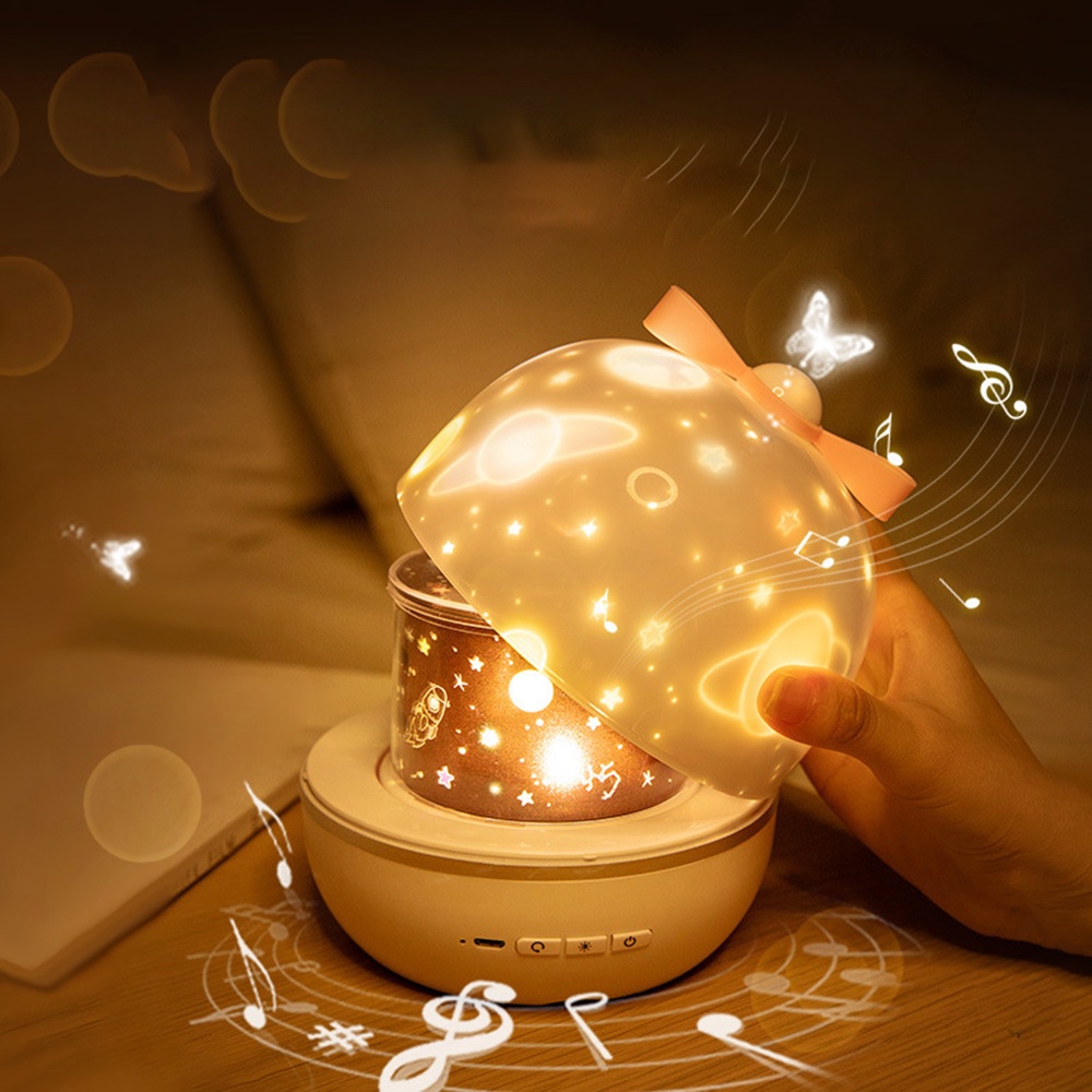 Romantic Rotating Starry Sky Projector Night Light Creative Dream Table Lamp with Sound