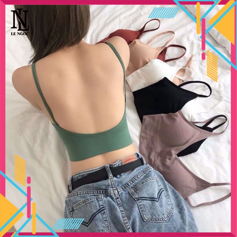 Áo Bra Chử U Khoét Lưng Hai Dây 👗 FREESHIP 👗 Áo Bra Chử U Khoét Lưng Thể Thao Gym Yoga( Free size) GAO 129 Lê-Ngọc