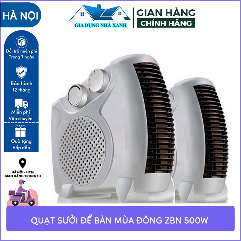 Quạt sưởi mini để bàn mùa đông cao cấp ZNB 500W, công nghệ chống cháy, tiết kiệm điện năng,an toàn khi sử dụng