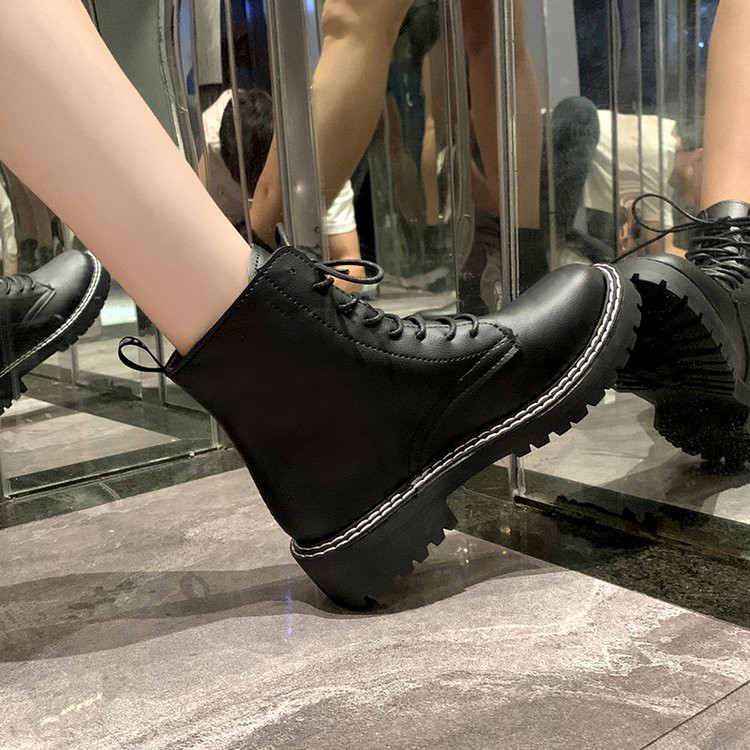 Order 12-15 ngày HÀNG LOẠI 1 - BOOTS - BỐT DA CAO CỔ BUỘC DÂY ĐẾ BẰNG RĂNG CƯA