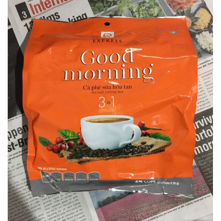 Cà phê Trần Quang, cà phê buổi sáng good morning bịch 480g (24 ống x 20g)