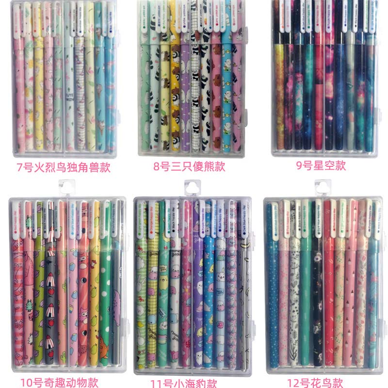 Bộ 10 Bút Mực gel In Họa Tiết Hoa Dễ Thương Tiện Dụng