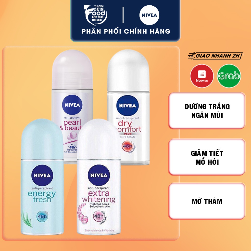 Lăn Ngăn Mùi 48h Nivea Anti-Perspirant Roll On + Sữa Rửa Mặt Ngọc Trai Dưỡng Trắng Da [che tên sản phẩm khi giao hàng]