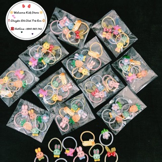 🌸 Set 5 Dây Chun Buộc Tóc Phụ Kiện Trang Điểm Bé Gái Dễ Thương (Ảnh Thật Sản Phẩm)