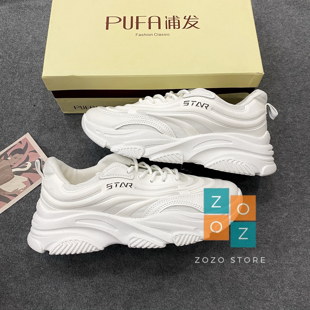 Giày thể thao trắng độn đế giúp tăng chiều cao siêu cá tính